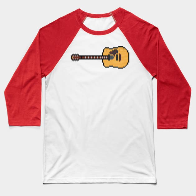 Pixel Acoustic Martin Lefty Flip Guitar Baseball T-Shirt by gkillerb